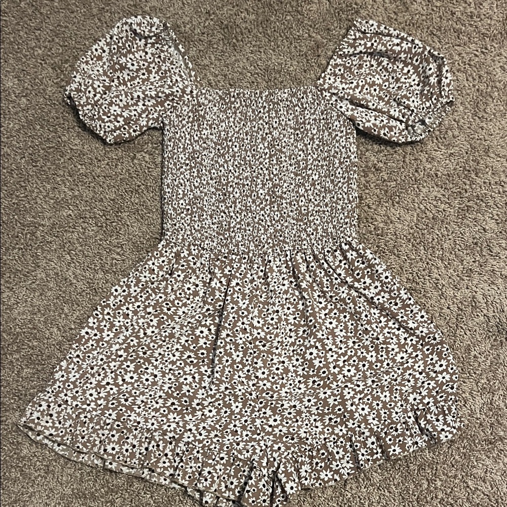 Floral Brown Kids Romper